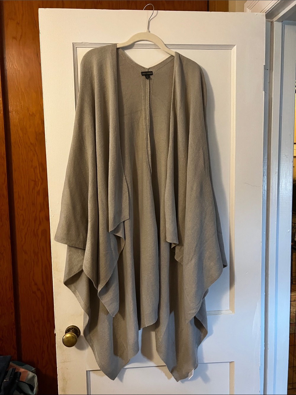 Coco + Carmen Light Gray Draped Open-Front Poncho Cardigan